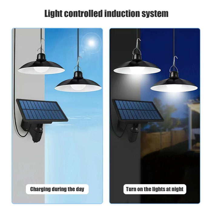 Solar Shed Lights Outdoor Indoor, Led Dusk to Dawn Battery Powered Pendant Lights, Waterproof Solar Hanging lamp for Gazebo Barn