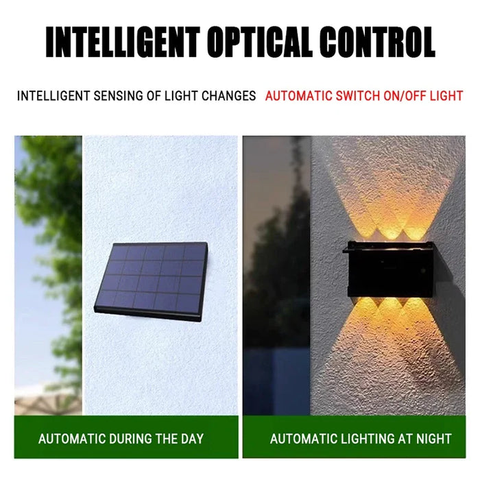 Outdoor Solar Wall Lamp Upper Lower Light Emitting Exterior Wall Lamp Waterproof LED Outdoor Lighting Dual Head Courtyard