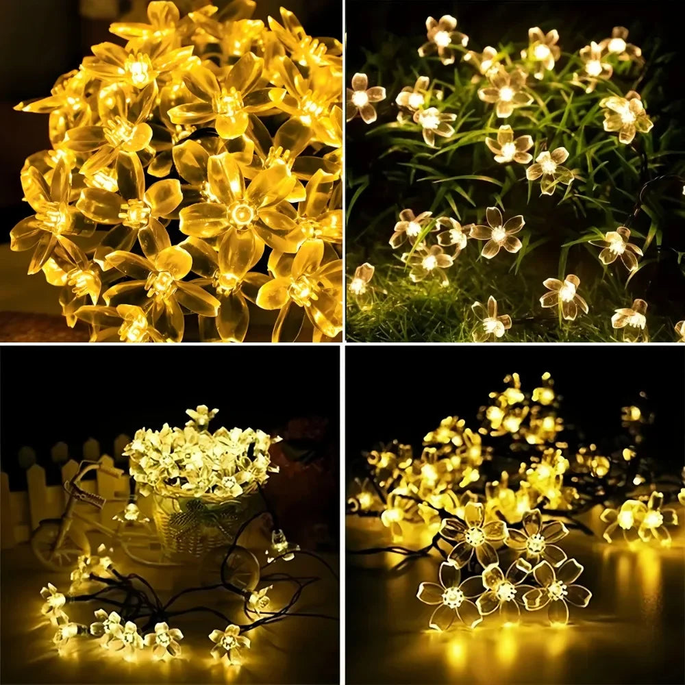 Solar Flower Lights Outdoor Solar String Lights for Garden, Patio, Fence & Christmas Decor ﻿
