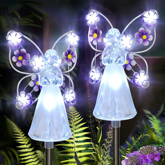 Solar Garden Light Angel Solar Landscape Decorative Light Outdoor Waterproof Solar Pathway Lights Grave Cemetery Sympathy Gift