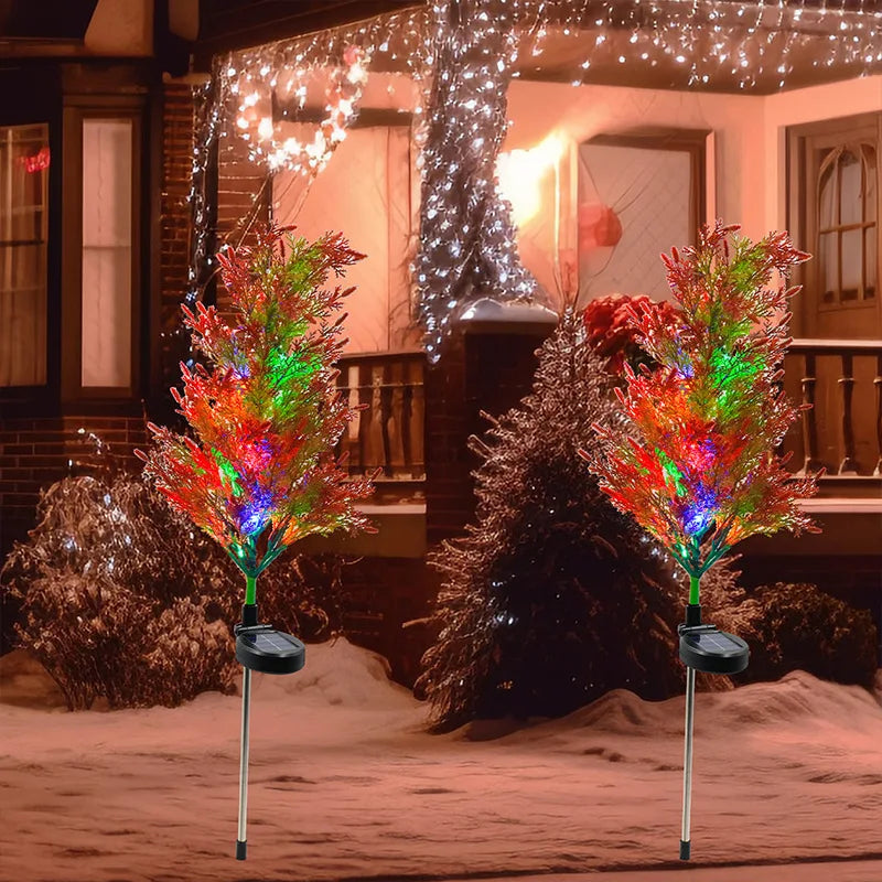 1pc colourful solar pine tree lights, outdoor solar christmas holiday decoration lawn lights, garden access landscape lights