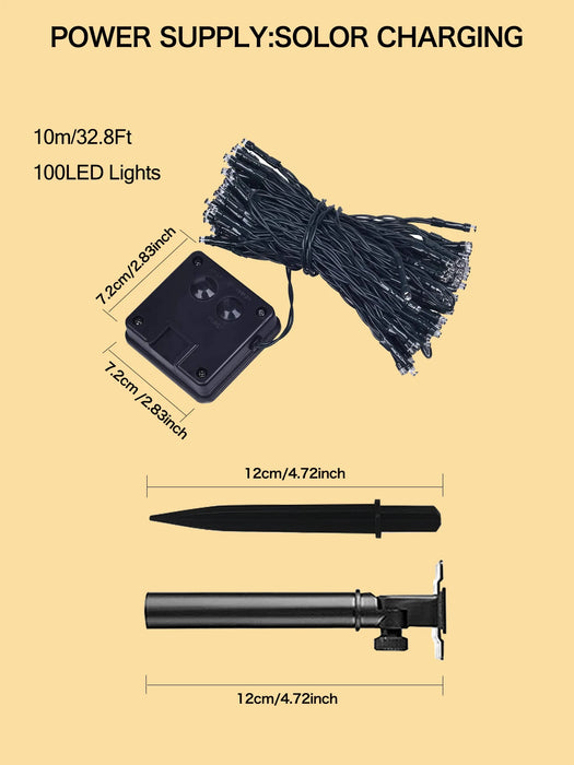 Outdoors Solar String Light 20/50/100LED 8 Modes Solar Lamp Waterproof for Gardens Wedding Party Valentines Christmas Tree Homes