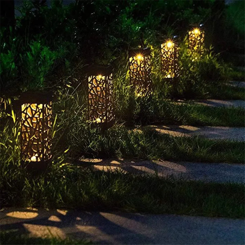New 2/4/6pcs Solar Garden Light Waterproof Hollowing Out Patio Pathway Lawn Landscape Lamps Home Decoration Outdoor Solar Lights