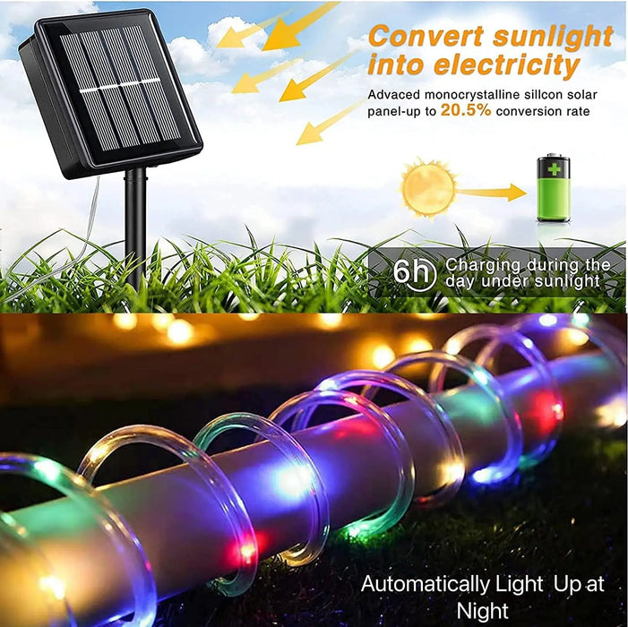 Led Solar String Light Outdoor Tube Rope Lights Waterproof Tube Lights for Outdoor Home Garden Parties Decor Led Lights Outdoor