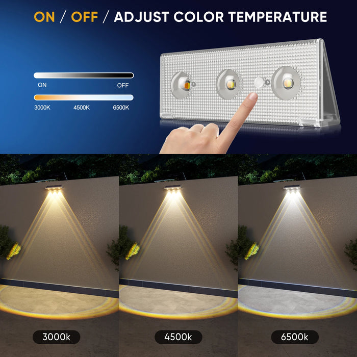 High Bright Solar Fence Lights IP66 Waterproof 3 Modes LED Wall Lamp with Rainbow Decor Auto ON OFF Solar Fence Post Light
