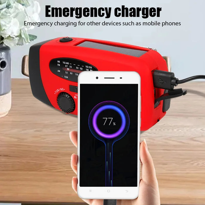 Solar Hand Crank RADIO Receiver US Mini Portable AM/FM Weather Radio With Multifunctional Flashlight Emergency Power supply/Bank