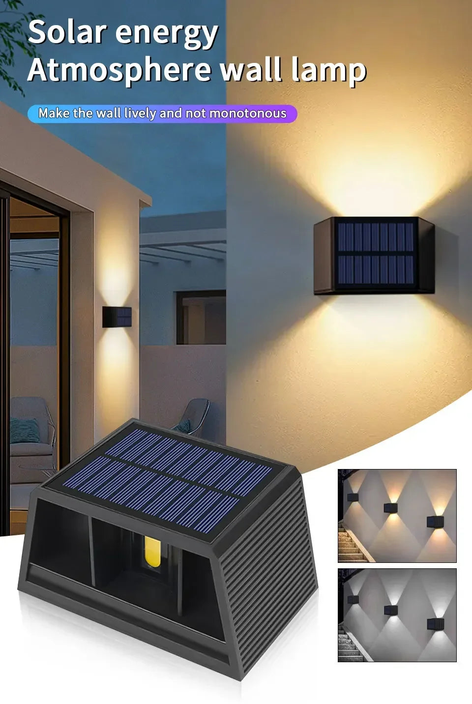 Solar Fence Light Outdoor Wall light Waterproof Dusk to Dawn Deck Light Outdoor Lighting for Backyard Railing Wall Step Patio