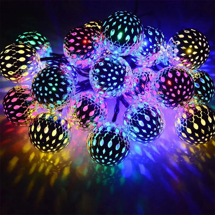 3.5M Solar String Lights Moroccan Ball RGB LEDs Perfect for Weddings Parties Birthdays Christmas Home Bedroom Garden Yard Decor
