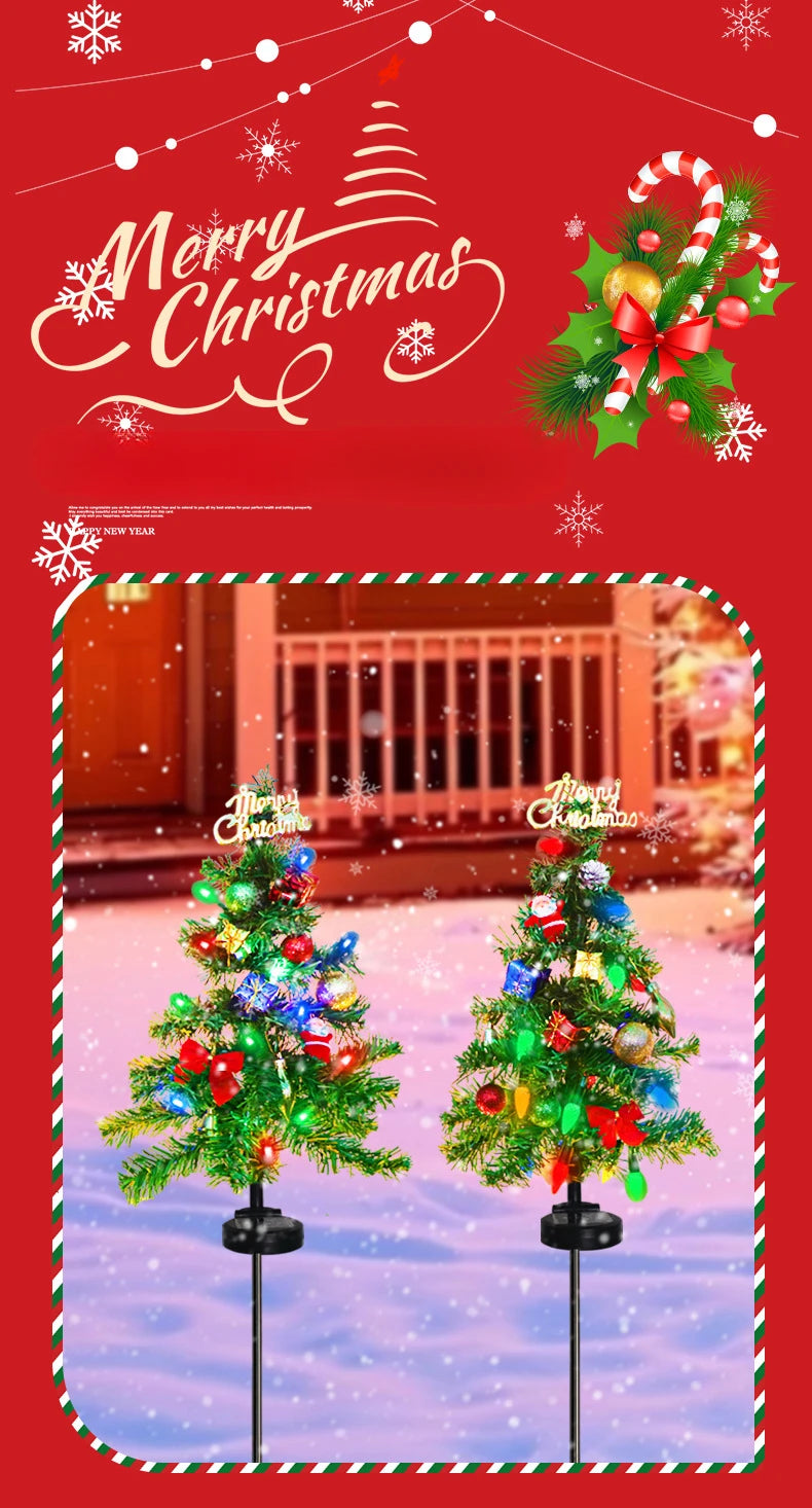 Solar Christmas Tree Garden Decorative Lights Lawn Lights Outdoor Led Snow Christmas Lights Garden