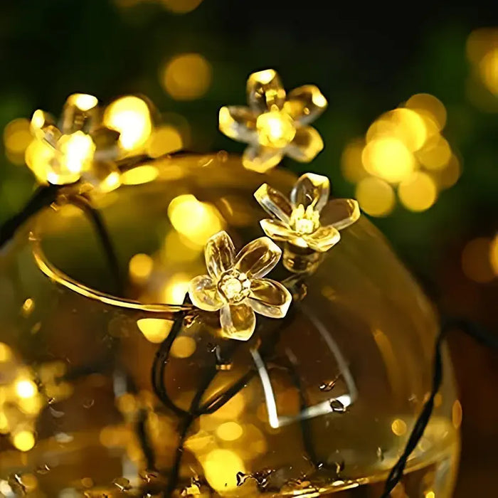 2025 Solar Flower String Lights 200LEDS Waterproof Solar Powered Fairy Lights 8 Modes Decorative Lights for Patio Fence Wedding