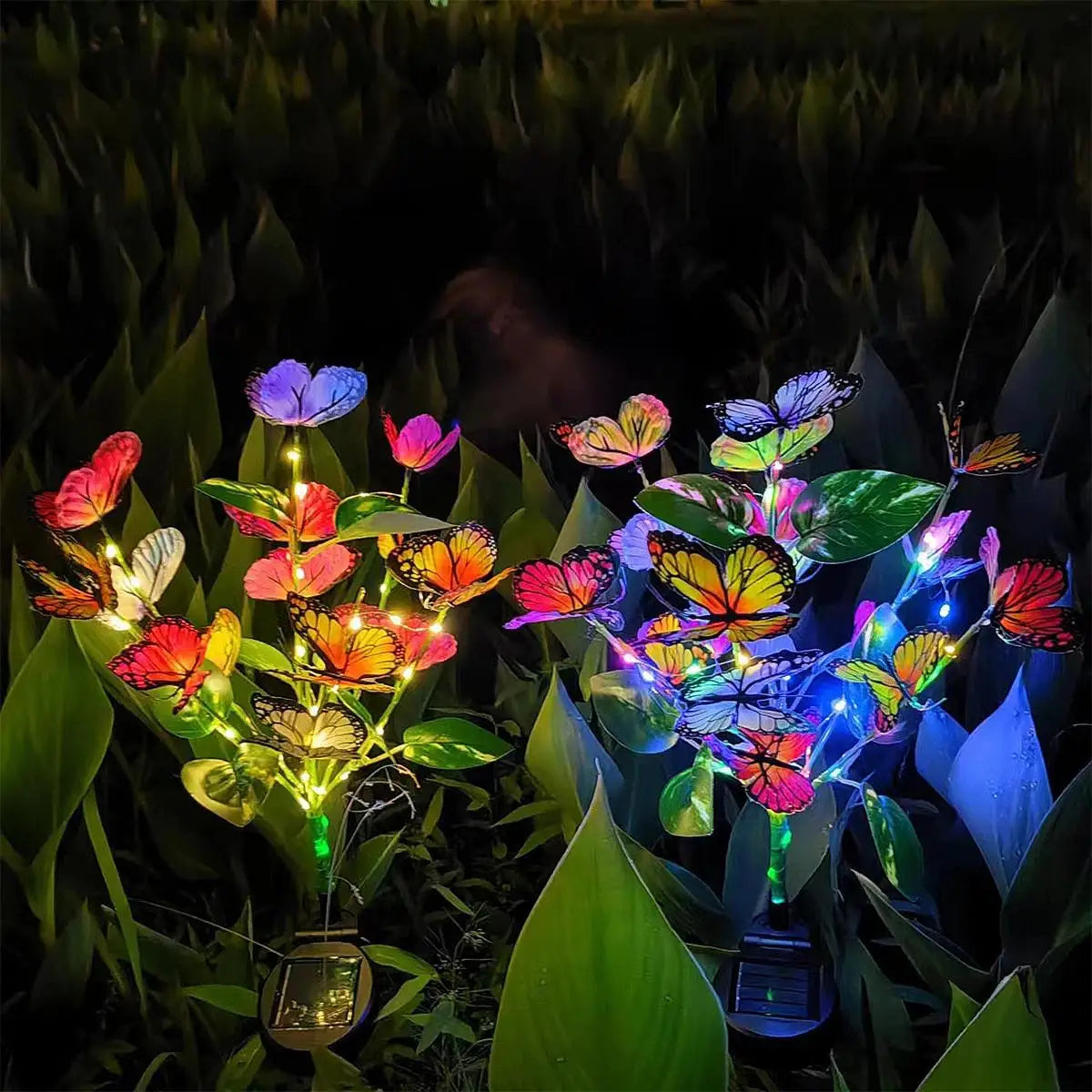 Solar Led Butterfly Flower Light Lights For Decoration Outdoor Panel Fence Lighting Garden Waterproof Landscape With Lawn Ground