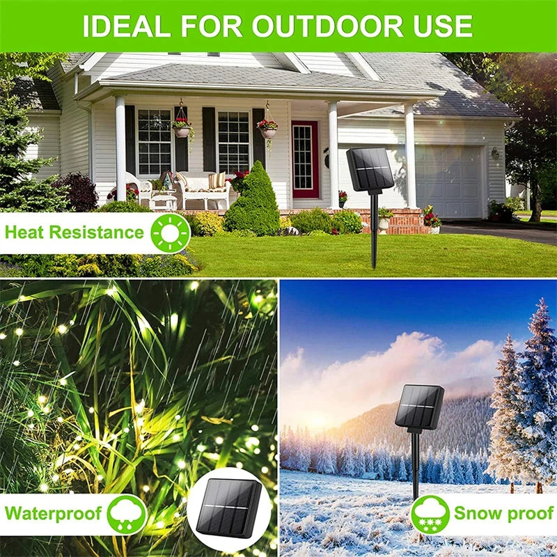 Solar String Fairy Light Ultra Long Outdoor Festoon LED Copper Waterproof Christmas Garland Decoration Garden Solar Lamp Decor