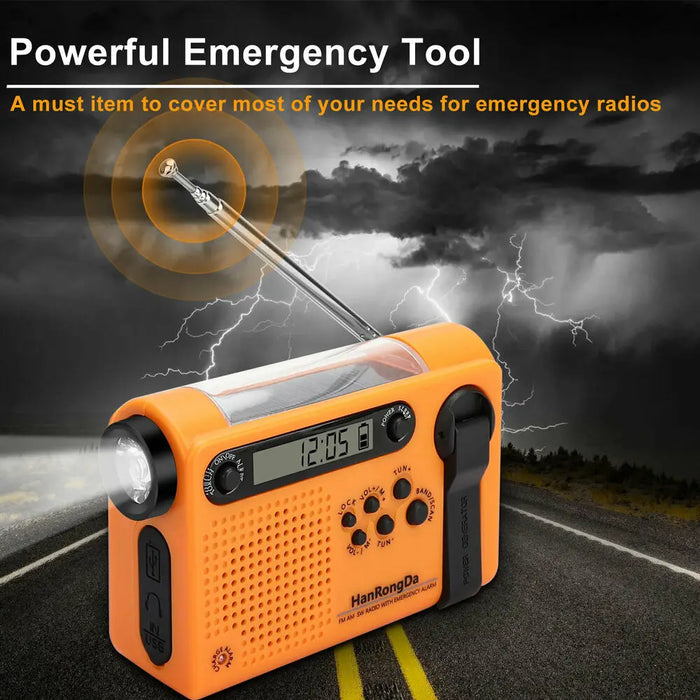 Portable Solar Hand Crank Radio 3 In 1 2000mAh Power Bank Phone Charger Flashlight Emergency Radio AM/FM/SW Weather Radios