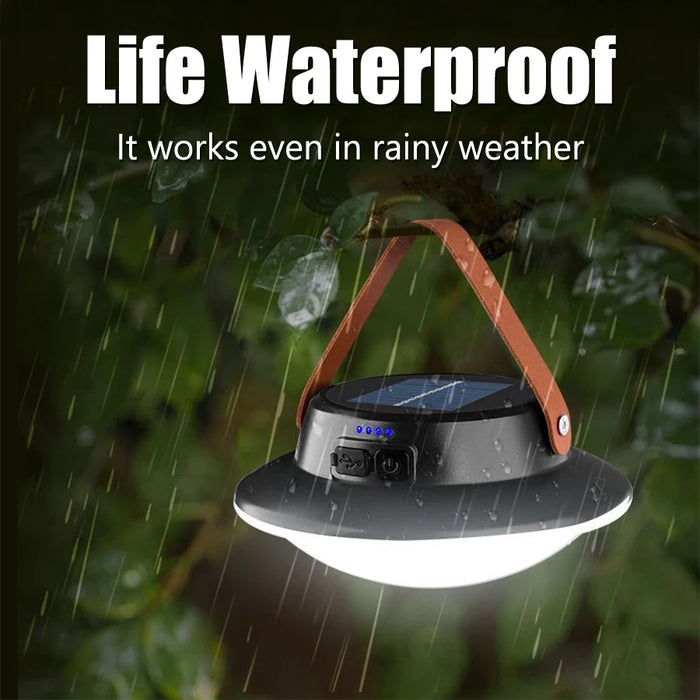 Solar LED Camping Light USB Rechargeable IP65 Lamp Outdoor Tent Hanging 4lighting Mode Lanterns Emergency Home Repair Work Light