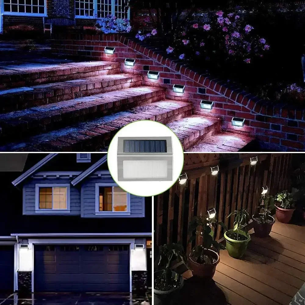 Solar Stainless Steel 3LED Step Light Waterproof Anti-corrosion and Environmental Protection Wall Light for Garden Fence Wall