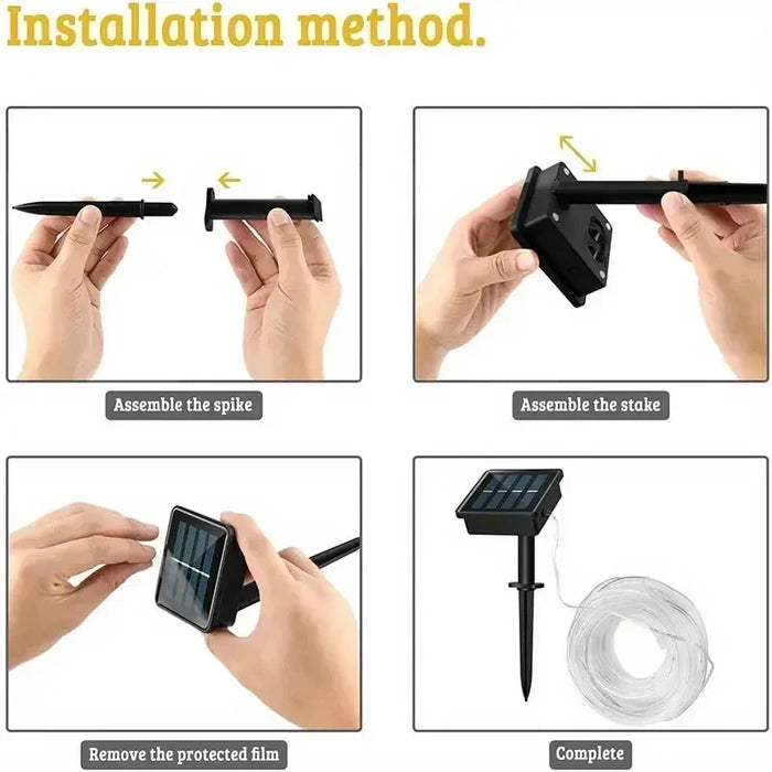 LED Solar String Light Outdoor Garden Lawn Lamp 7M/12M Waterproof Tube Rope Lights Strings Christmas Tree Yard Fence Decor lamp