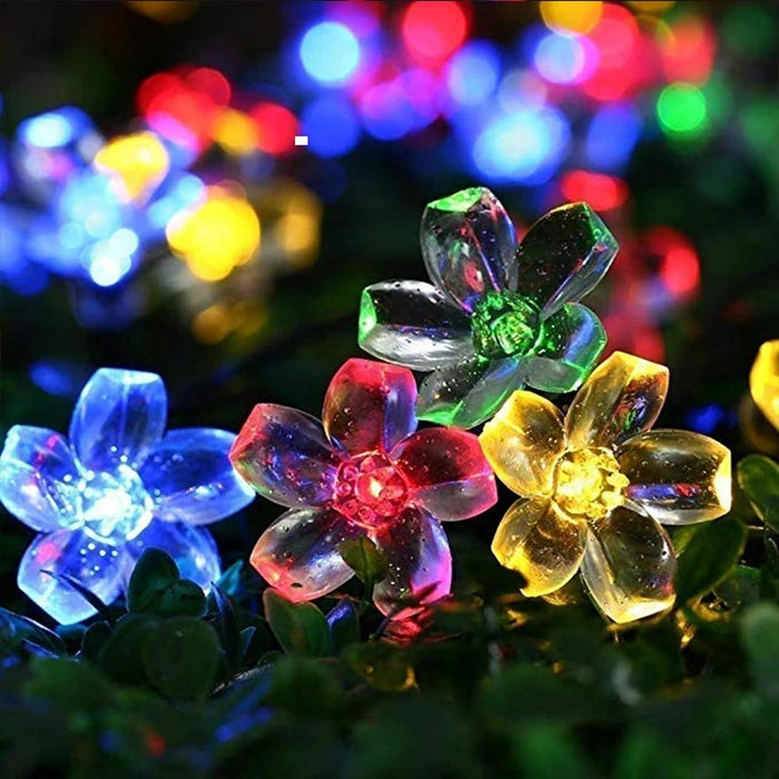 5M Purple Solar Flower String Lights Fairy LED Lights String Decorative Outdoor Lighting For Home Garden Holiday Decor