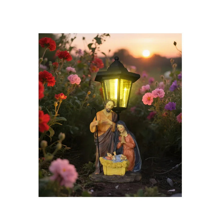Christmas Trough Solar Light Ornament Outdoor Balcony Lawn Garden Path Atmosphere Light Statue  Garden Statues