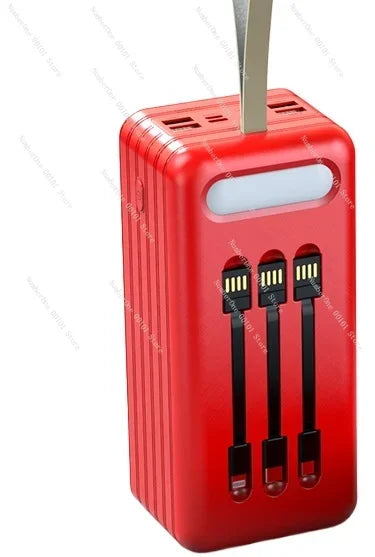Solar power bank large capacity 100000 mAh fast charging with its own line mobile power supply 80,000 outdoor riding