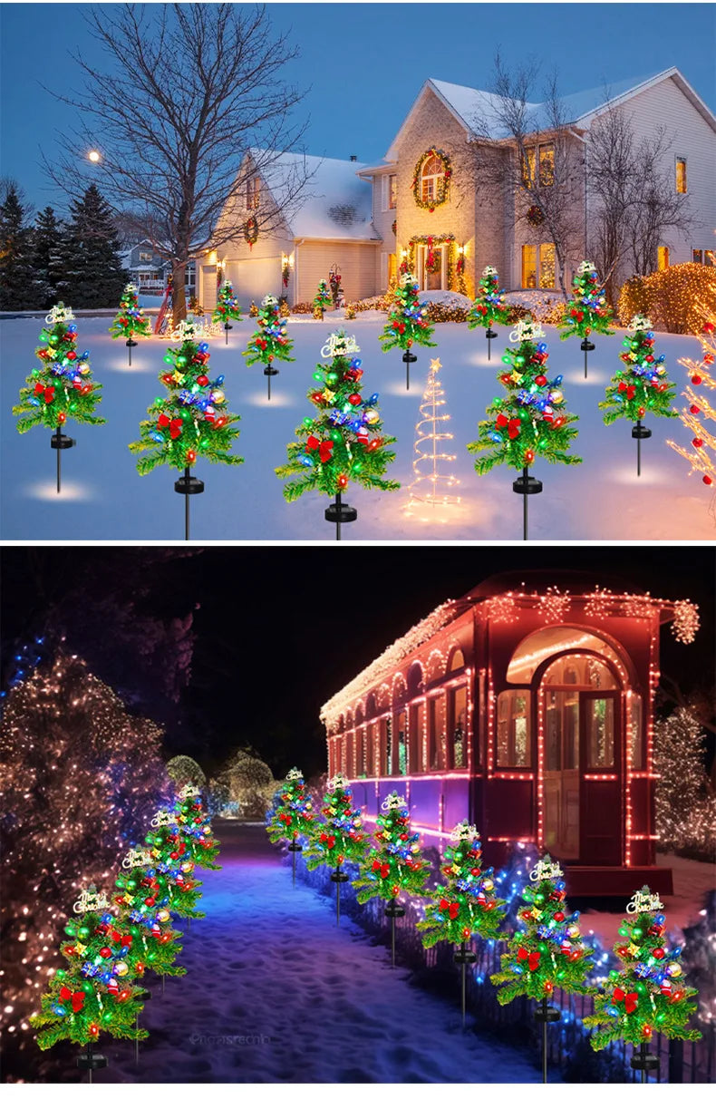 Solar Christmas Tree Garden Decorative Lights Lawn Lights Outdoor Led Snow Christmas Lights Garden
