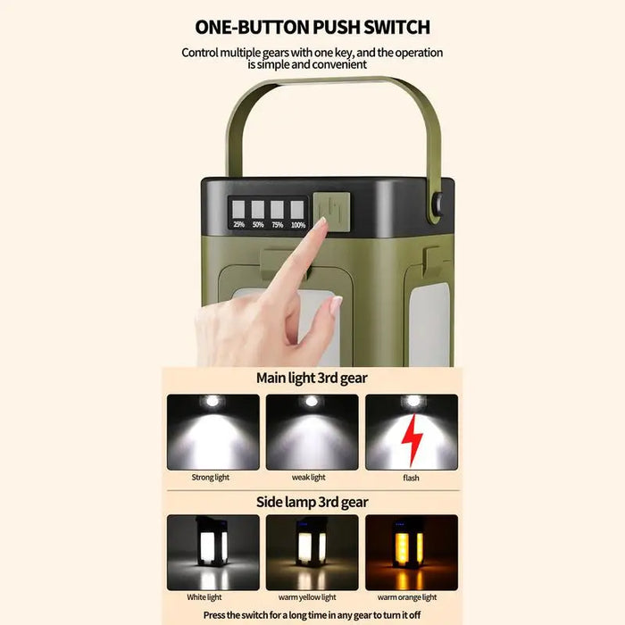 Solar Portable Camp Light Camping Lamp Foldable Flashlight Emergency Power Bank Work Floodlight For Outdoor Camping