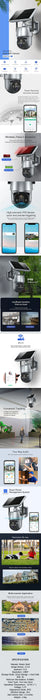 Solar 360-degree Surveillance Camera Full Color Night Vision 1080P Pixel Solar Outdoor Wireless Camera 4G SIM Dual Lens Surveill