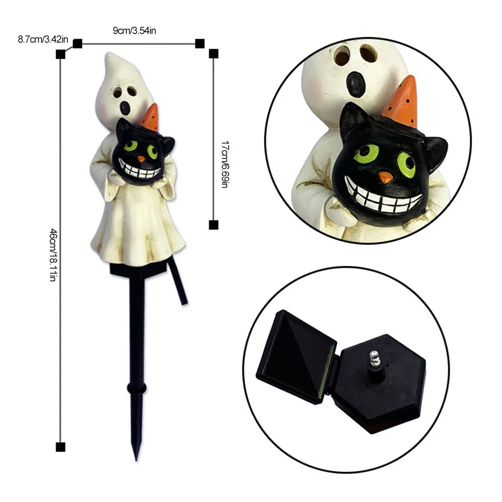 Outdoor Halloween Ghosts Pathway Light Waterproof Solar Pumpkin Stake Light for Christmas Halloween Party Decoration Night Light