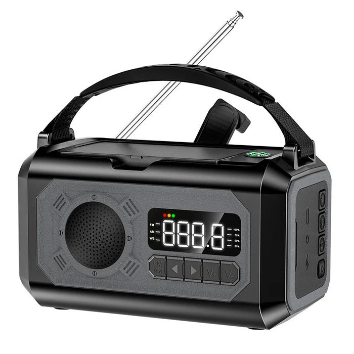Solar Hand Crank 12000mAh Multifunction Emergency Weather Radio Reading Lamp Power Bank SOS Alarm Radio Receiver
