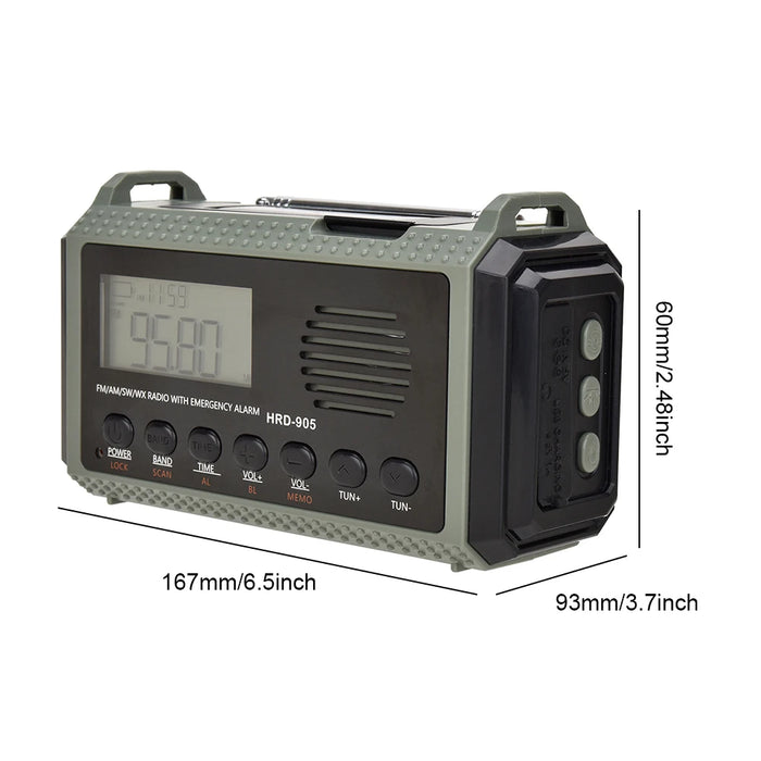 Solar Hand Crank AM FM SW NOAA Weather Radio 4 Ways Powered 10000MAh Multifunction Radio Torch SOS Alarm Power Bank for Survival