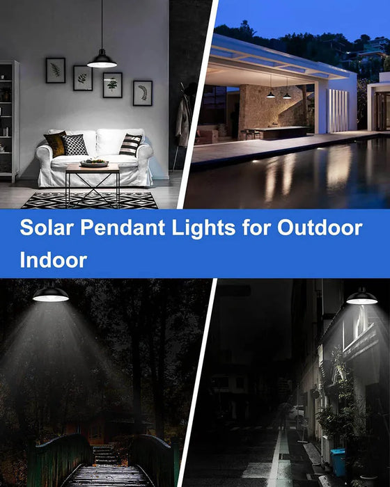 Solar Powered Pendant Light Single/Double Head Outdoor Waterproof LED Light With Remote Control Pendant Light Camping Garden