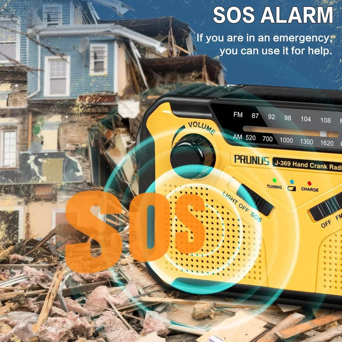 Emergency Solar Hand Crank Radio, AM/FM Portable with 2500mAh Power Bank & LED Light for Outdoor