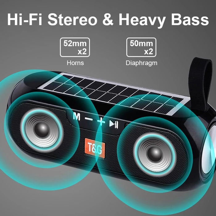 Solar Radio FM Radios MP3 Outdoor Portable Wireless Bluetooth V4.2 Speaker Music Sound Box Subwoofer Bass Aux Hifi Stereo Mp3