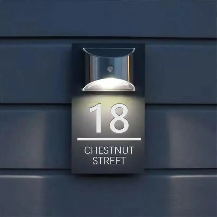 Customized House Sign Solar LED Light Modern Residential Address Sign Printing Address Plaque Street Name Door Plates