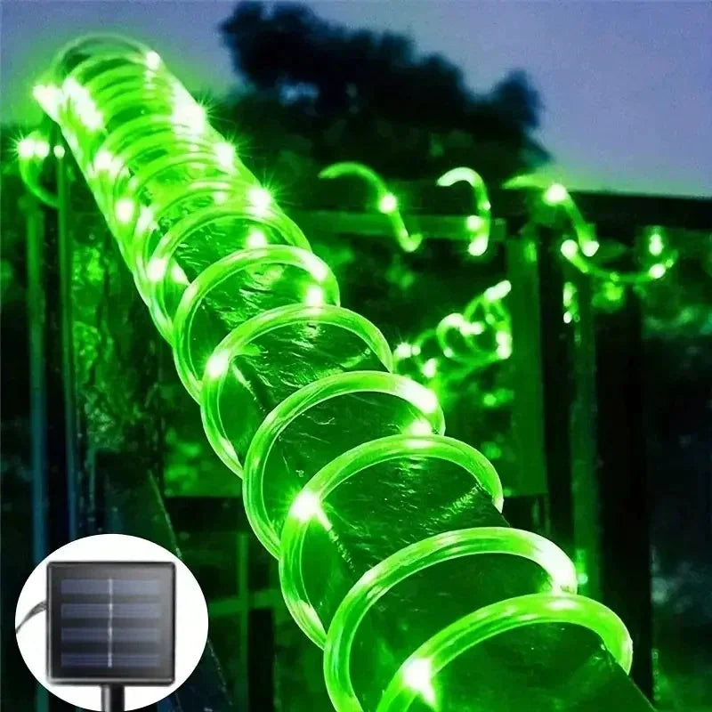 Solar Outdoor Fairy Lights LED Festoon Tube Rope String Light Summer Garden Fence Wedding Party Balcony Decoration Solar Garland
