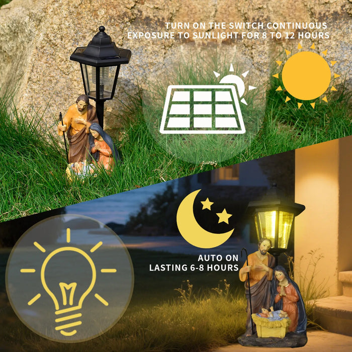 Christmas Trough Solar Light Ornament Outdoor Balcony Lawn Garden Path Atmosphere Light Statue  Garden Statues
