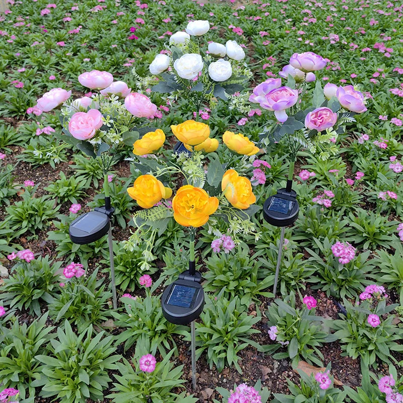 Solar Flower Light Camellia Buds Garden Flower Lights Outdoor Landscape Lighting for Home Yard Patio Path Lawn Decorative Lamp