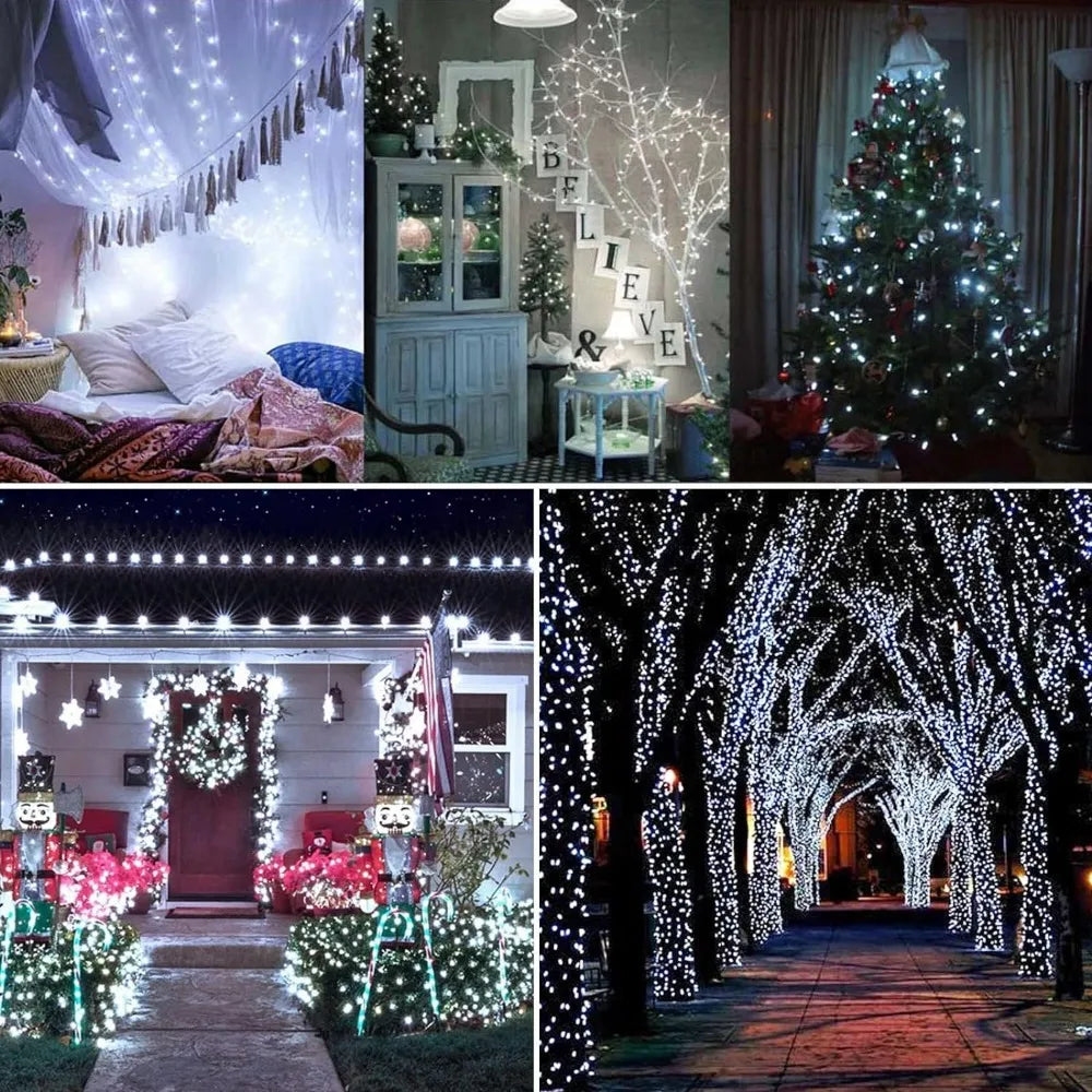 Solar Powered Outdoor Fairy Lights IP65 Waterproof 8 Lighting Modes Suitable for Christmas Decoration Wedding Decoration