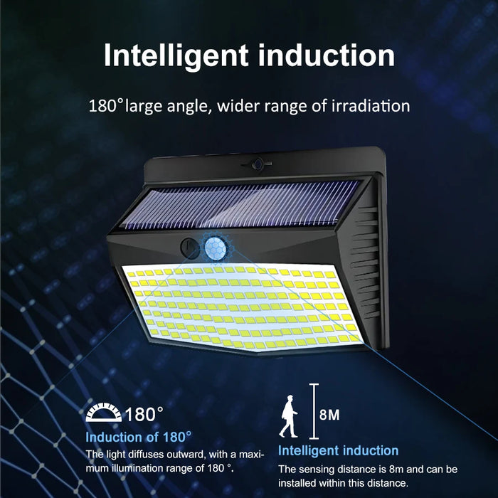138 LED Solar Light Outdoor 4PCS Solar Wall Lamp Human Body Sensor 3 Mode Waterproof Garden Decor Street Lights Sunlight Powered
