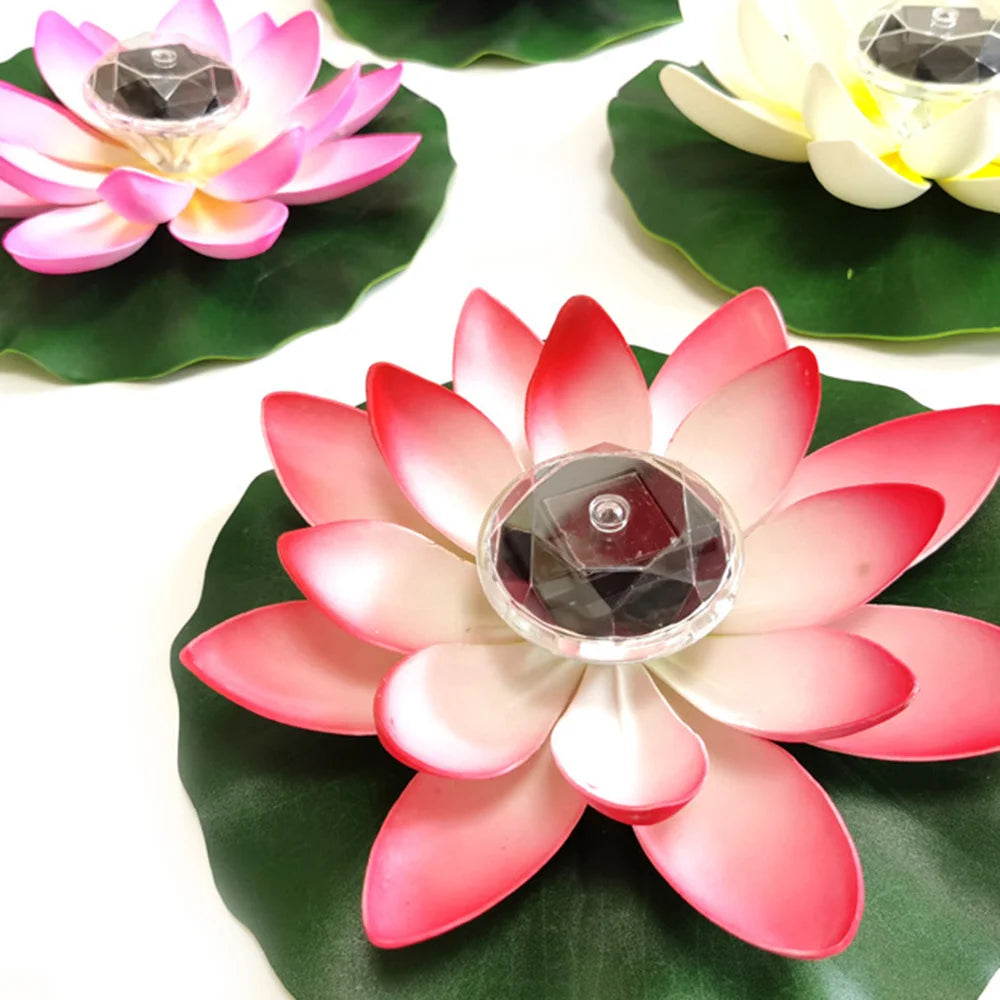 Artificial Floating Lotus Solar Powered Night Lights, Led Energy Saving Lamp, Garden Pool, Pond, Fountain Decor, Lantern Lights