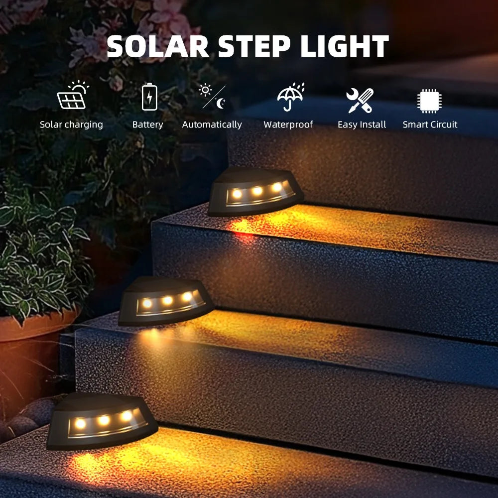 4pcs Waterproof Solar Step Lights Auto Switch Easy To Use Stair Lighting Solar Powered Warm /White Light Garden Walkway Light