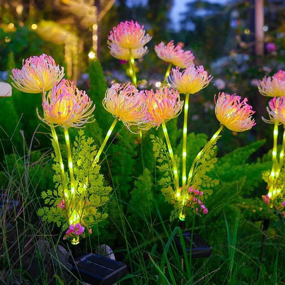 2pcs Solar Garden Lights,  Solar Flowers Lights with Glowing Flowers & Stems Solar Panel Landscape Light LED Solar Stake Lights