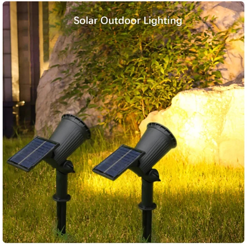 9 LED Solar Spotlights, Outdoor Waterproof Spotlights, Backyard Lighting, Ground Mounted Lawn Lights With Adjustable Brightness