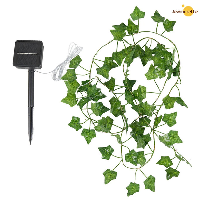 Solar Vine String Lights LED Solar String Lights Outdoor Waterproof Artificial Ivy Leaf Plants Lights for Garden Wedding Fence