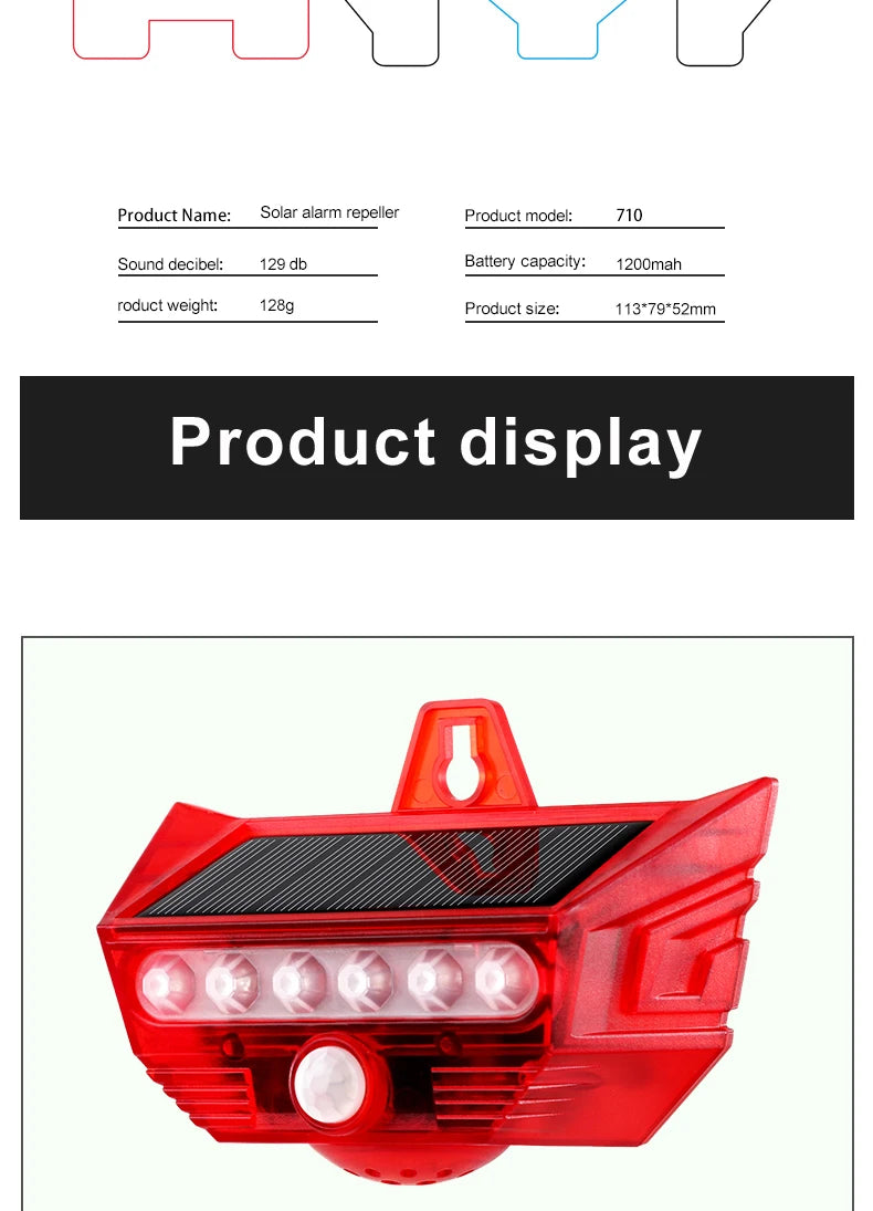 Sound And Light Alarm Solar Wireless Infrared Sensor Home Anti-theft Sound And Light Alarm For Farm Gardens Factory Warehouse