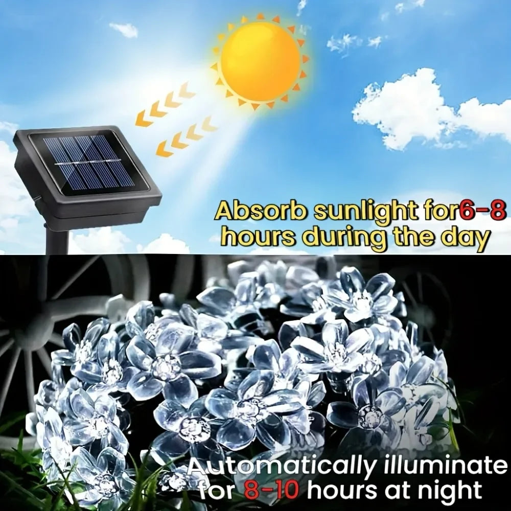 Solar Flower Lights Outdoor Solar String Lights for Garden, Patio, Fence & Christmas Decor ﻿