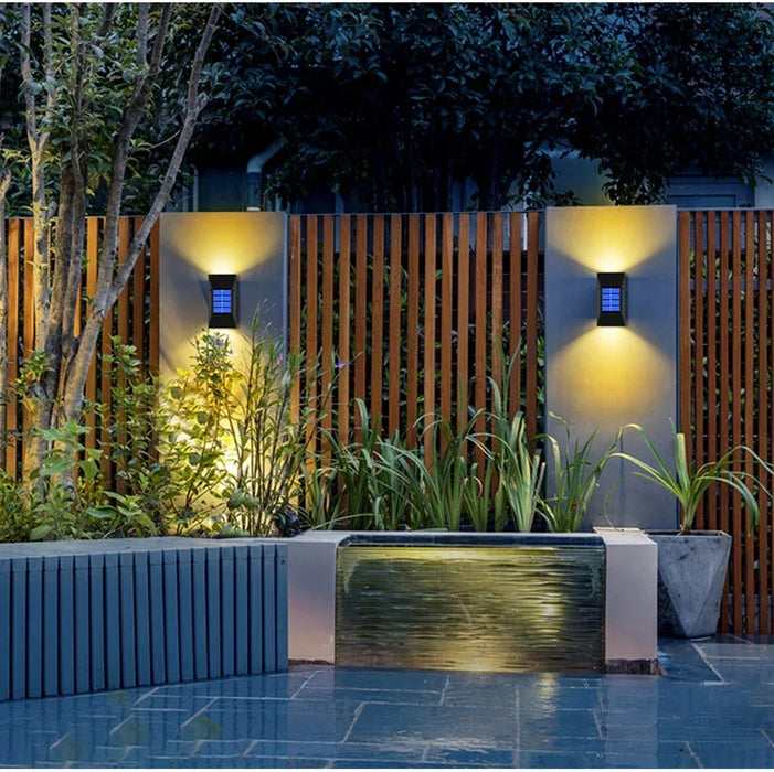 Solar Wall Lamp Outdoor Waterproof Solar Powered Wall Light UP and Down Illuminate Solar Spotlight For Balcony Yard Garden Decor