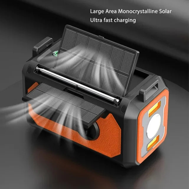 Hand Cranked Solar Powered Portable AM/FM/NOAA Weather Radio 12000mAh With LED Flashlight Portable Power Bank Outdoor Radio