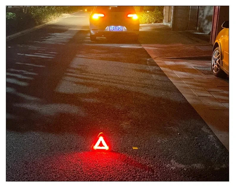 3 in 1 Solar Car Emergency Triangular Warning Light Safety Emergency Breakdown Alarm Lamp Portable Solar Light Camping Working