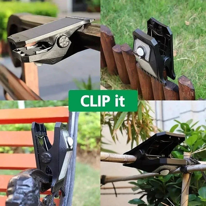 Solar LED Street Light Outdoor Clip-on Motion Sensing Light IP65 Waterproof Camping Light for Fence Deck Wall Camping Tent Patio