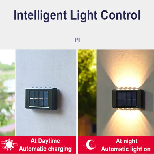 4/6/8/10LED Solar Wall Lamp Outdoor Waterproof Up and Down Luminous Lighting for Garden Fence Decoration Sunlight Light